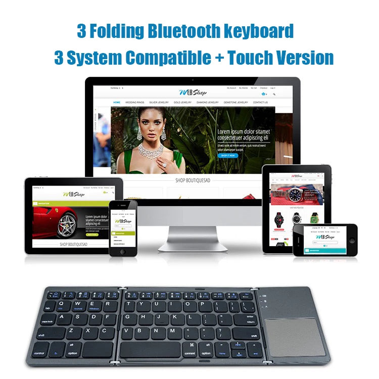 ¡Descubre el Teclado Plegable Bluetooth con Panel Táctil! Ideal para IOS, Android y Windows.