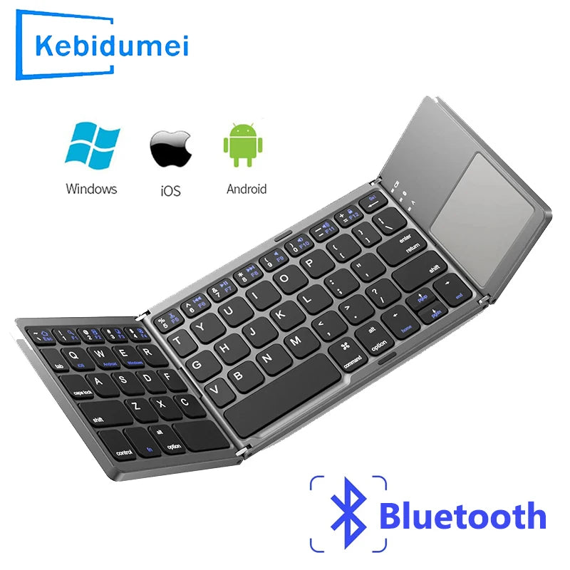 ¡Descubre el Teclado Plegable Bluetooth con Panel Táctil! Ideal para IOS, Android y Windows.